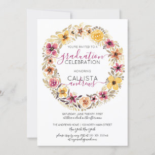 Invitation Pays rustique Fleur de courre d'eau Graduation
