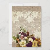 Invitation Pays rustique fleurie burlap amis fête d'action (Dos)