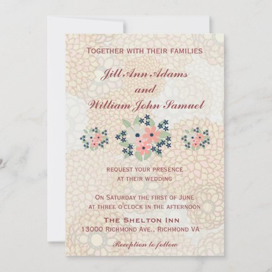 Invitation Pays Rustique Mariage Floral (Devant)