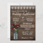 Invitation Pays rustique Maroon Mason Mariage campagnard Jar (Devant)