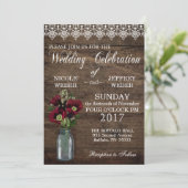 Invitation Pays rustique Maroon Mason Mariage campagnard Jar (Debout devant)