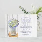 Invitation Pays Rustique Mason Jar & Hydrangea Mariage (Debout devant)