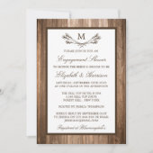 Invitation Pays Rustique Monogramme Branche Fiançailles de bo (Devant)