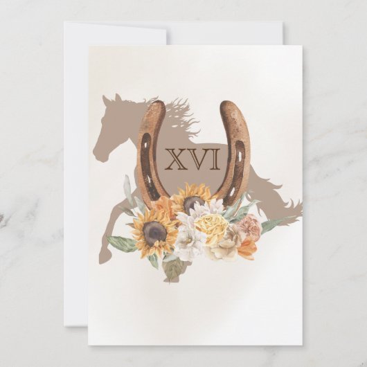 Invitation Pays rustique Ouest Sunflower Boho Sweet 16 (Dos)