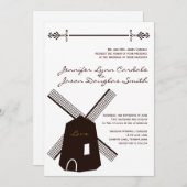 Invitation Pays rustique Pays Pays-Bas Windmill Mariage Invit (Devant / Derrière)