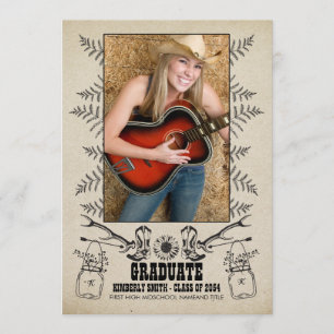Invitation Pays rustique Photo Graduation Party