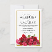 Invitation Pays Rustique Rose Gold Frontière Mariage Floral (Devant)