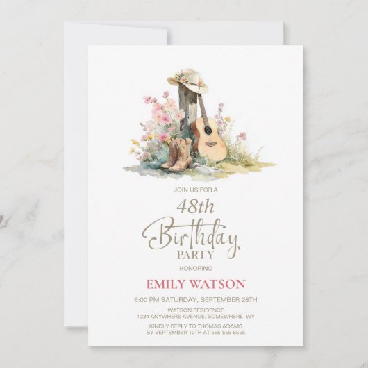 Invitation Pays Rustique Tout âge fête d'anniversaire (Devant)