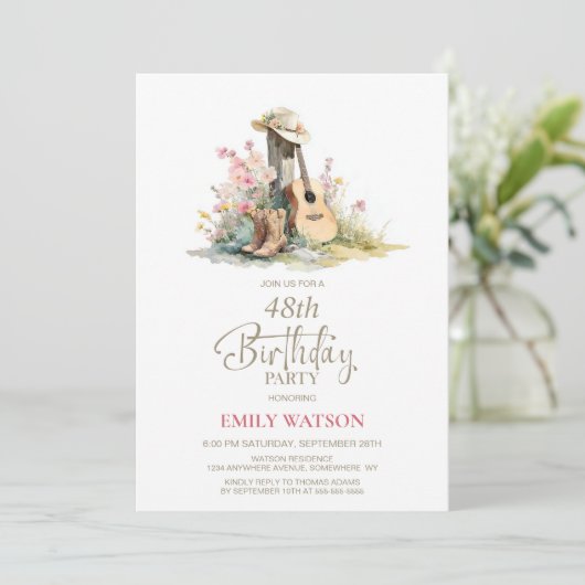 Invitation Pays Rustique Tout âge fête d'anniversaire (Debout devant)