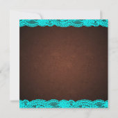 Invitation Pays Rustique Turquoise Bleu et Mariage Brown (Dos)