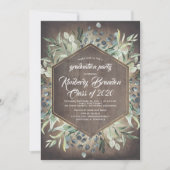 Invitation Pays rustique | Verdure Gold Frame Graduation (Devant)