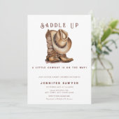 Invitation Pays Rustique Western Cowboy Baby shower (Debout devant)