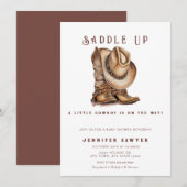 Invitation Pays Rustique Western Cowboy Baby shower (Devant / Derrière)