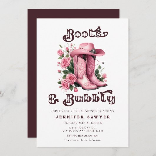 Invitation Pays Rustique Western Cowboy Fête des mariées (Devant / Derrière)