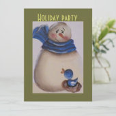 Invitation Pays Snowman primitif avec Oiseau bleu (Debout devant)