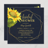 Invitation Pays Sunflower Navy Fête des mariées bleue (Devant / Derrière)