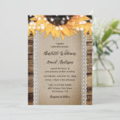 Invitation Pays Sunflower Wood String Mariage (Debout devant)