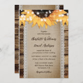 Invitation Pays Sunflower Wood String Mariage (Devant / Derrière)