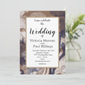 Invitation Pays Texture moderne Coton Bleu Design (Debout devant)