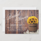 Invitation Pays Tournesol Vin Baril Fête des mariées rustique (Devant)
