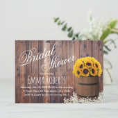 Invitation Pays Tournesol Vin Baril Fête des mariées rustique (Debout devant)