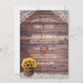 Invitation Pays Tournesol Vin Baril Russe Mariage (Devant)