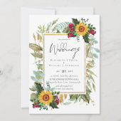 Invitation Pays Tournesols Rustiques Bourgogne Mariage Rose (Devant)