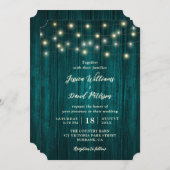 Invitation Pays Turquoise Barne Bois Chaîne Mariage (Devant / Derrière)