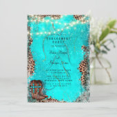 Invitation Pays Turquoise Boots de Cowboy Partie d'engagement (Debout devant)