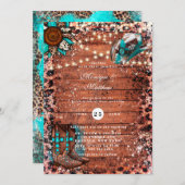 Invitation Pays Turquoise Lights Mariage Boots bois (Devant / Derrière)