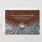 Invitation pays turquoise western sucré 16 anniversaire fête (Dos)