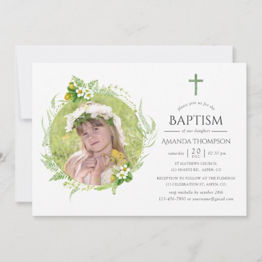 Invitation Pays verdure Baptême ou baptême (Devant)