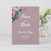 Invitation Pays vert foncé rose violet flore Enregistrer la d (Debout devant)