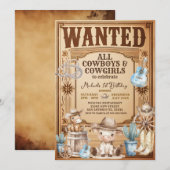 Invitation Pays vintage Ouest Recherché Anniversaire (Devant / Derrière)