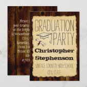 Invitation Pays Vintage Parchemin Partie de graduation (Devant / Derrière)