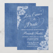 Invitation Pays Voici la douche de mariée en denim (Devant / Derrière)