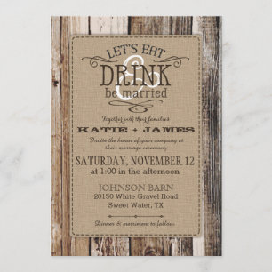 Invitation Pays Western Bois Planks Mariage rustique