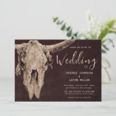 Invitation Pays Western Brown Rodeo Taureau crâne (Debout devant)