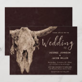 Invitation Pays Western Brown Rodeo Taureau crâne (Devant / Derrière)