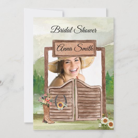 Invitation Pays Western Cowboy Photo Fête des mariées (Devant)