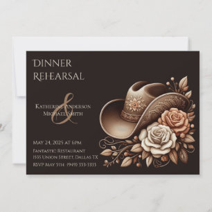 Invitation Pays Western Cowgirl Casquette avec fleurs