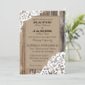 Invitation Pays Western Dentelle de bois Mariage rustique (Debout devant)