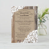 Invitation Pays Western Dentelle de bois Mariage rustique (Debout devant)