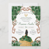 Invitation Pays Western Emerald Green Floral Quinceañera (Devant)