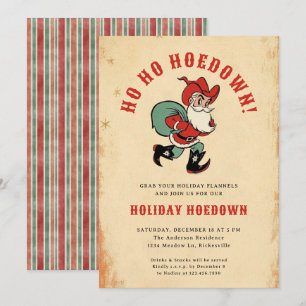 Invitation Pays Western Hodown Noël Père Noël Holiday