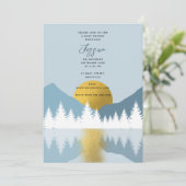 Invitation Paysage Abstrait Baby shower d'hiver Golden Garçon (Debout devant)