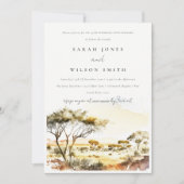 Invitation Paysage africain aquarelle pour mariage et anniver (Devant)