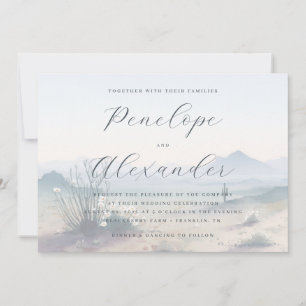 Invitation Paysage aquarelle bleu serein