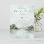 Invitation Paysage aquarelle bleu tranquille (Debout devant)