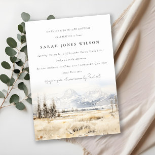 Invitation Paysage aquarelle d'anniversaire de Jackson Hole W